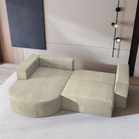 Masseno Narożnik SORELA z funkcją spania i pojemnikiem na pościel Narozniki L, Rozkładana sofa - Kremowy, POSO 100