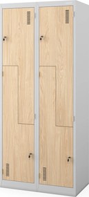 Szafa socjalna ubraniowa typu L, czterokomorowa, szara/dąb sonoma, 800x1850x450 mm: JULIA Eco Design