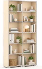 Biblioteka SILVER LINE, 2 kolumny, 2230 x 1200 x 400 mm, brzoza