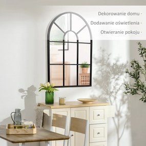 HOMCOM Lustro Okienne 91x60 z Ramą Metalową Czarny Styl Loftowy Nowoczesne Wnętrza | Aosom PL