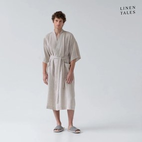 Beżowy lniany szlafrok w rozmiarze S/M Summer – Linen Tales
