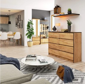 Komoda AKORD K140 Dąb Craft 138 cm 8 szuflad kolor Dąb Craft mat 138x40x99 cm