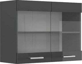 Szklana szafka kuchenna antracyt wysoki połysk 80x31x60 r-line