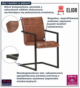 Jasnobrązowy zestaw krzeseł na czarnych płozach K5-C04