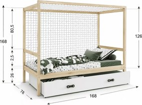 Łóżko dziecięce domek bramka piłkarska Feraria 160x80 z szufladą i stelażem Flex