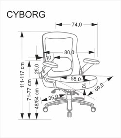 Fotel biurowy Cyborg Halmar do 180 kg, zgodny z normą BHP
