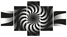 Abstrakcyjny obraz czarno - białej spirali (125x70 cm)