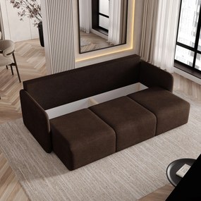 Masseno Sofa SUVI III z funkcją spania i pojemnikiem na pościel, Rozkładana sofa - Brązowy, NEVE 28