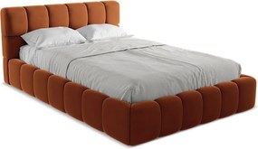 Łóżko 160 x 228 - z weluru - terakota - NALU