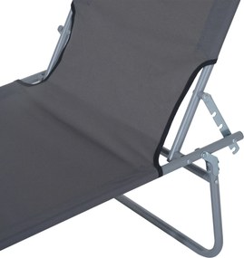 Outsunny leżak ogrodowy składany z daszkiem przeciwsłonecznym leżak plażowy szary 187x58x36 cm | Aosom PL