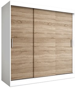 Szafa przesuwna 200 cm biały + dąb sonoma - Erco 6X