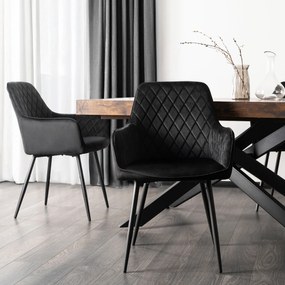 Krzesło Tapicerowane do Jadalni BRESSO Czarne Welurowe Nowoczesne Loft