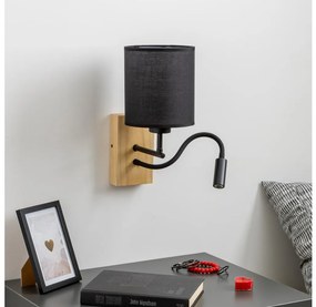 Brilagi - LED Kinkiet NUBILA WOOD 1xE27/25W/230V + LED/3W dąb/czarny