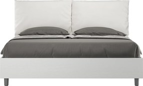 Łóżko wyposażone w stelaż z listwami 160x200 Frassino biała poduszkami sztucznej skóry biały Egos Antea