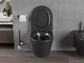 Mexen Rico miska wc Rimless z deską wolnoopadającą slim, duroplast, czarna mat - 30721085