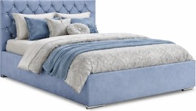 Błękitne welurowe łóżko glamour 6 rozmiarów D2-K89