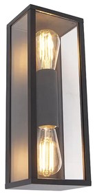 Industrialna lampa ścienna czarna 38 cm 2-światłowa IP44 - Charlois