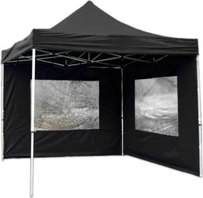 Pawilon ogrodowy Profi rozkładany 3 x 3 m - czarny 2 ściany