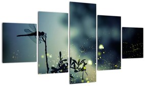 Obraz - Ważka w błyszczącej nocy (125x70 cm)