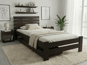 Łóżko PARIS podwyższone 90 x 200 cm, orzech Stelaż: Bez stelaża, Materac: Materac Deluxe 10 cm