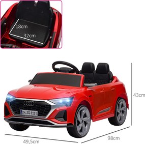 AIYAPLAY Elektryczny samochód dziecięcy, 12 V Audi Q8, 3-5 km/h, zdalne sterowanie, reflektory, muzyka, czerwony