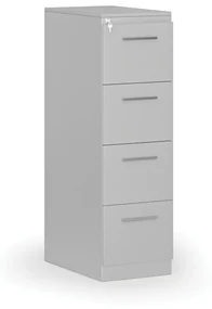 Kartoteka metalowa PRIMO z drewnianym frontem A4, 4 szuflady, szary/szary