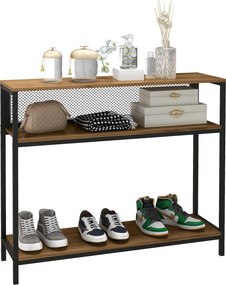 HOMCOM Stół konsolowy do korytarza z 2 półkami Metalowe zabezpieczenie przed przewróceniem Stylowy i funkcjonalny | Aosom PL