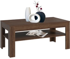Ława z Półką Drewniana do Salonu MYTH 110 cm Dąb brązowy Loft