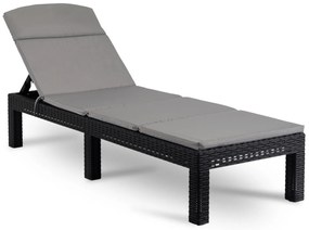 Fotel Ogrodowy Leżak LUIZJANA Technorattan Czarny/Szary