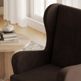 Fotel VOGERA do Salonu WYGODNY, Styl Nowoczesny, Tkanina welurowa Monolith, Brązowy