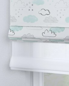 Roleta rzymska dzień noc Duo kolor biały tkanina wzorzysta