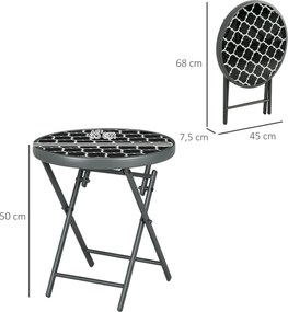 Outsunny Stolik ogrodowy składany, Stolik składany do ogrodu, okrągły, odporny na warunki atmosferyczne, składany, Średnica 45 x 50 cm, Czarny