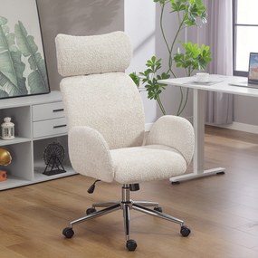 HOMCOM Krzesło biurowe z regulowanym zagłówkiem, ergonomiczne krzesło do biurka, funkcja odchylenia, regulowana wysokość, szaro-białe