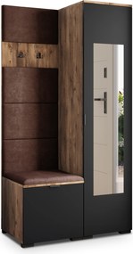 Masseno Garderoba VIRA 95/181/51 cm Nowoczesna Szafa do Przedpokoju Dąb lefkas, MONOLITH 29 (Brązowy)