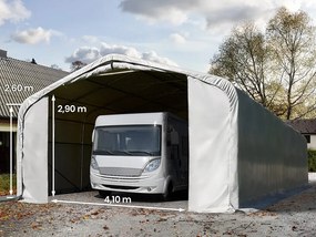 TOOLPORT 6x12m Namiot garażowy - 2,6 m wysokość ścian bocznych z 4,1x2,9m brama, PRIMEtex 2300, szary, bez statyki - (99496)