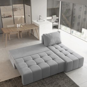 Masseno Narożnik DOMIRA z funkcją spania i pojemnikiem na pościel Narozniki L, Rozkładana sofa - Jasnoszary, PAROS 05