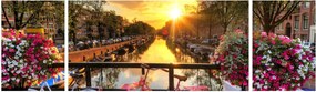 Obraz - Wschód słońca w Amsterdamie (170x50 cm)