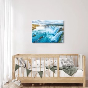 Obraz na szkle - Wodospad Godafoss (70x50 cm)