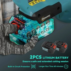 Outsunny Elektryczne nożyce do żywopłotu Akumulatorowe nożyce elektryczne o długości cięcia 51cm, Silnik, Akumulator Niebieski