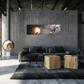 Obraz pomarańczowych abstrakcyjnych kul (170x50 cm)