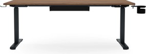Biurko elektryczne z regulacją wysokości ergonomiczne antracytowe/orzech,1600x800 mm: ARIA