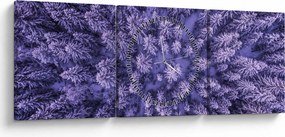 Obraz ośnieżonych drzew (z zegarem) (90x30 cm)