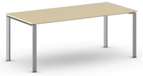 Stół konferencyjny do biura PRIMO INFINITY, 200x90 cm, szaro-srebrna podstawa, brzoza