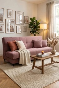 Różowa sztruksowa wersalka rozkładana do salonu R7-G45