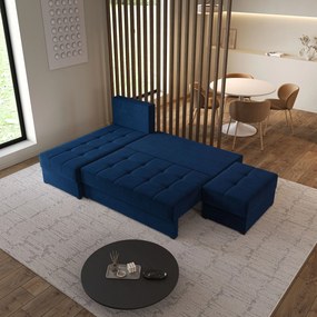 Masseno Narożnik NORVI z funkcją spania i pojemnikiem na pościel Narozniki L, Rozkładana sofa - Niebieski, KRONOS 09