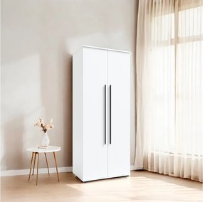 Szafa Otwierana Dwudrzwiowa 80cm x 200cm BIAŁA | Półki + Wieszak