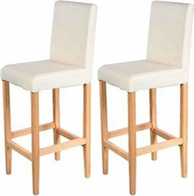 Stołek barowy Vicenza (zestaw 2 sztuk),  kremowy, jasne nogi