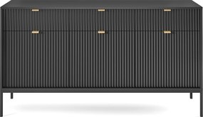 Komoda: 3 szuflady, 3 drzwi, czarna, czarna, 154 x 83 x 39 cm, złote uchwyty