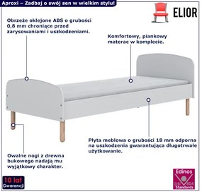 Pojedyncze skandynawskie łóżko z materacem 90x200cm - Inver 4X