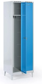 Metalowa szafka ubraniowa S8 na nogach, 2-drzwiowa, 1920 x 600 x 500 mm, zamek cylindryczny, drzwi niebieske